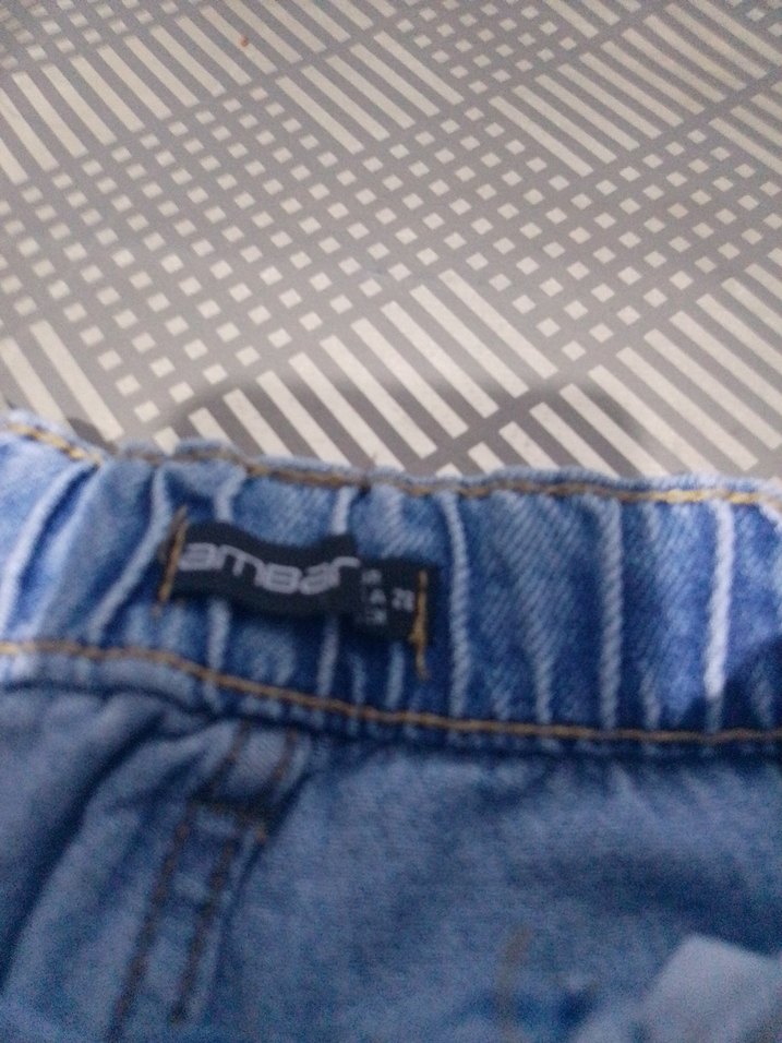 Gri Mavi Kadın Kot Şort Mini Rahat Kesim - Görsel 5