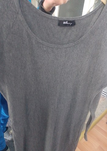 Gri Kadın Örgü Yün Uzun Kollu Kazak - Görsel 5