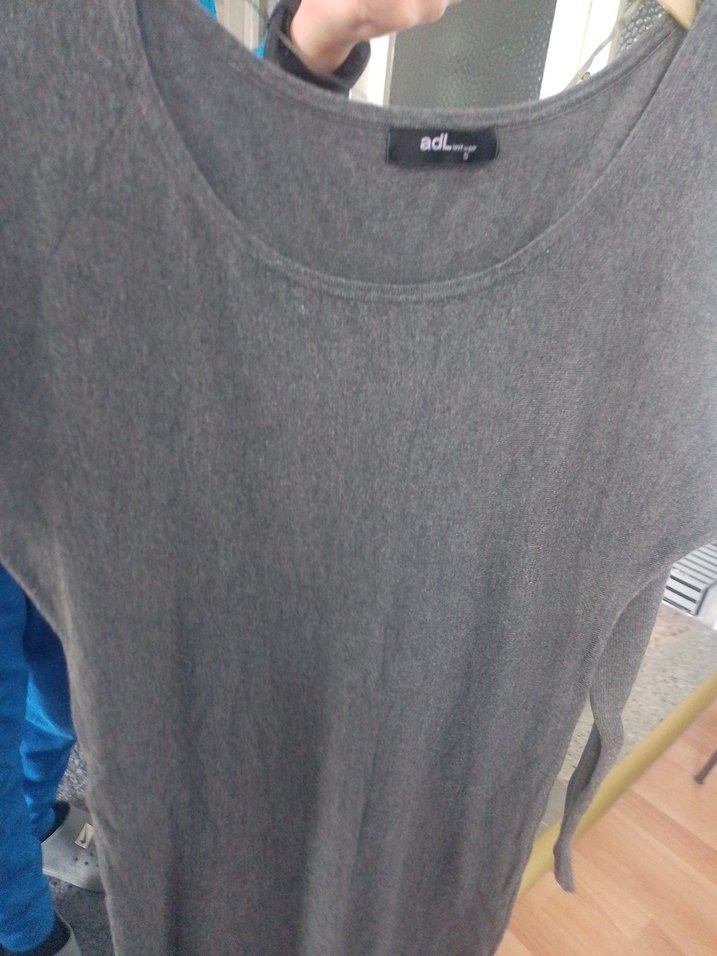 Gri Kadın Örgü Yün Uzun Kollu Kazak - Görsel 5