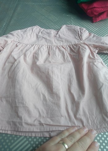 Kız Çocuk Pembe Düğmeli Keten Gömlek - Görsel 3