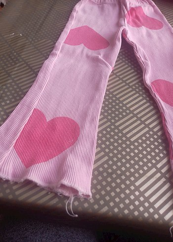 Pembe Kalpli Kız Çocuk  Pantolon - Görsel 2