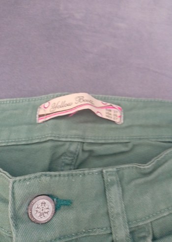 Düğmeli Loose Fit Yeşil Mini Denim Şort - Görsel 4