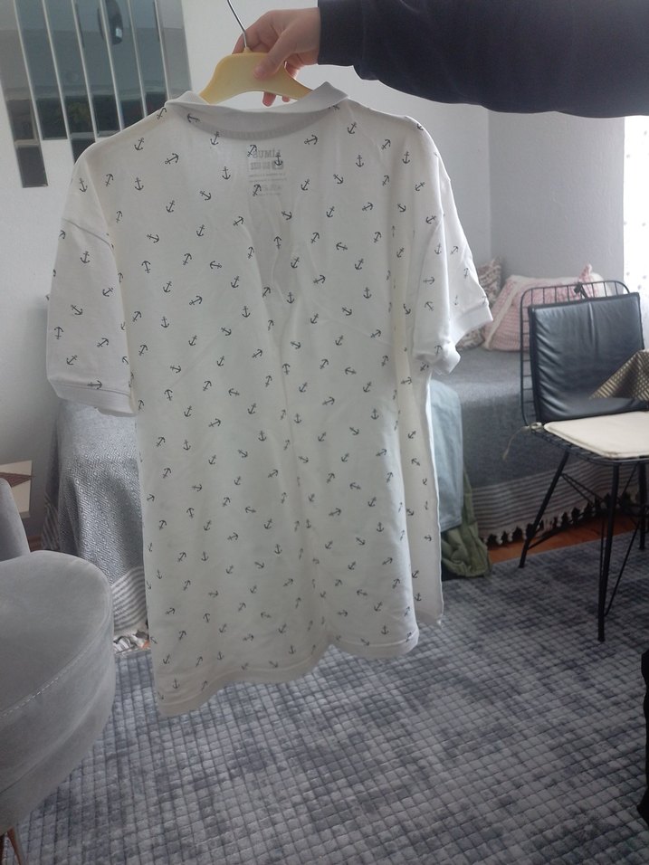 Erkek Beyaz Baskılı Kısa Kollu Polo Tişört - Görsel 4