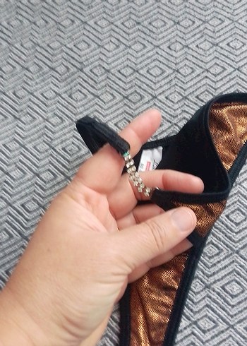 Parlak Kahverengi Yılan Desenli Bikini Altı - Görsel 2