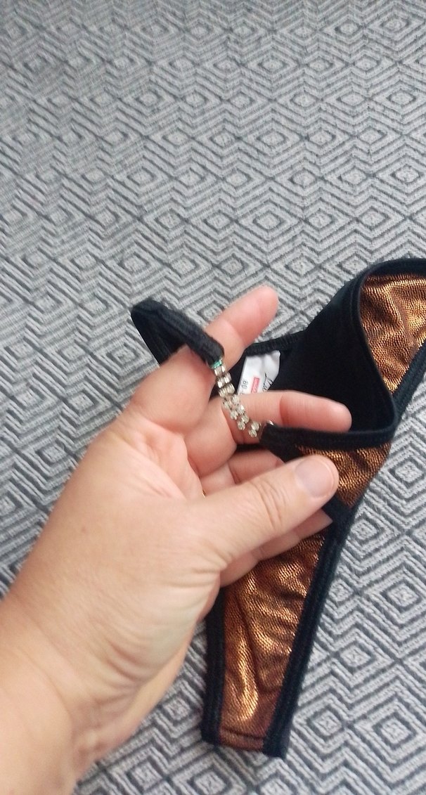 Parlak Kahverengi Yılan Desenli Bikini Altı - Görsel 2