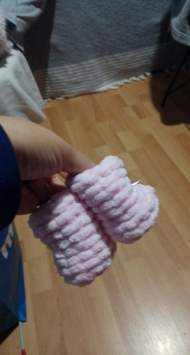 Pembe Nakışlı Kız Bebek Örgü Patik - Görsel 5