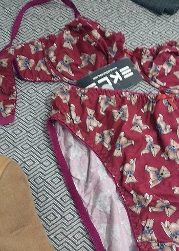 Bordo Baskılı Midi Sütyen Takımı - Görsel 2