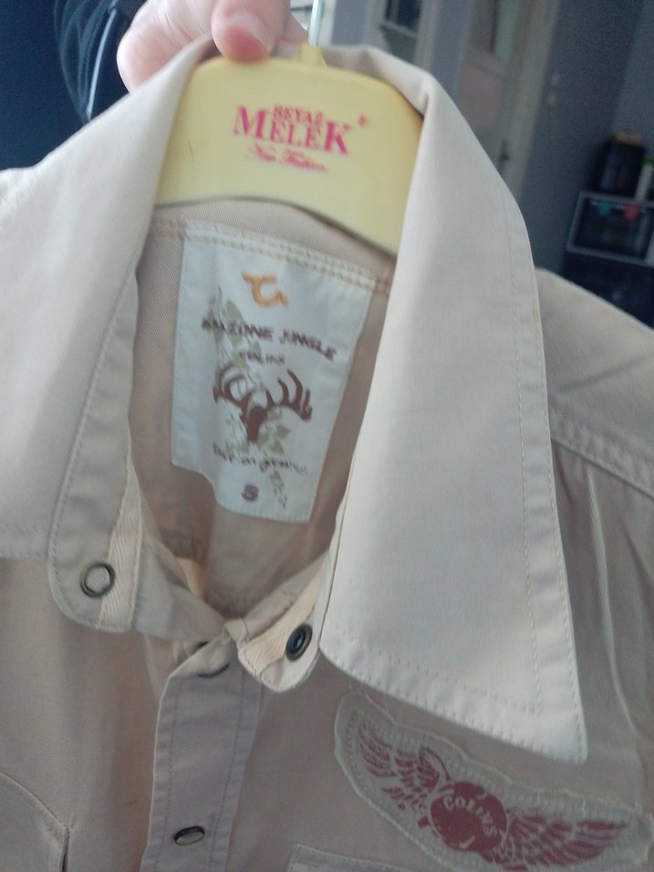 Bej Desenli Kısa Kollu Erkek Gömlek - Görsel 3