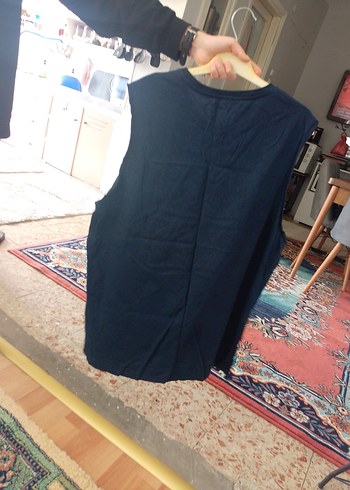 Erkek  Lacivert Baskılı Kolsuz Tişört - Görsel 2