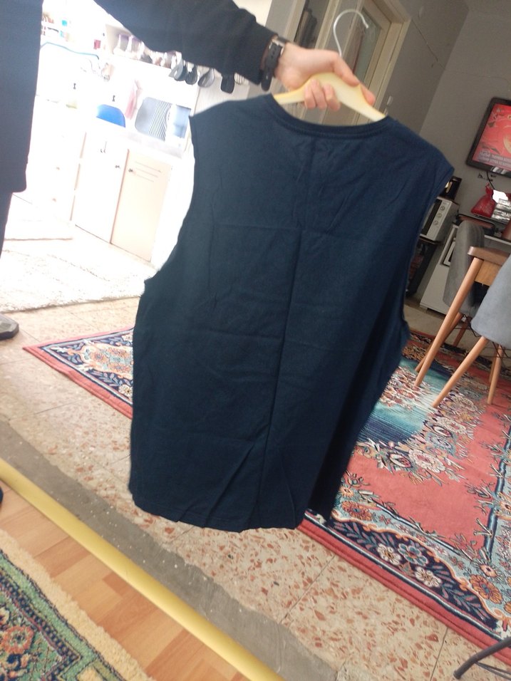 Erkek  Lacivert Baskılı Kolsuz Tişört - Görsel 2