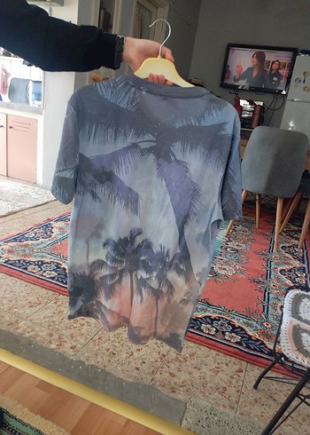 Gri Baskılı Malibu Beach Erkek Tişörtü - Görsel 2