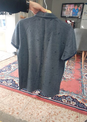 Gri Baskılı Kısa Kollu Erkek Polo Tişört - Görsel 4