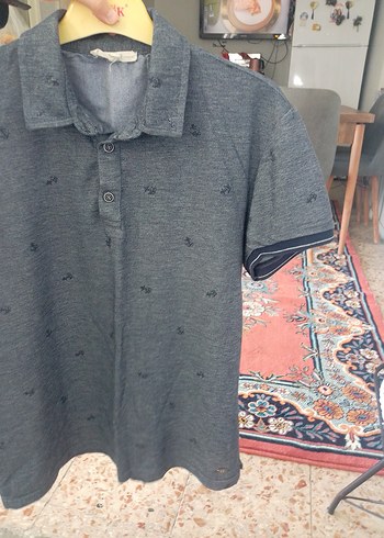 Gri Baskılı Kısa Kollu Erkek Polo Tişört - Görsel 2