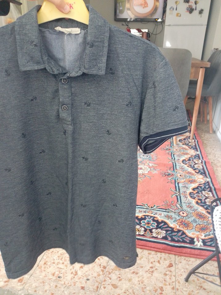 Gri Baskılı Kısa Kollu Erkek Polo Tişört - Görsel 2