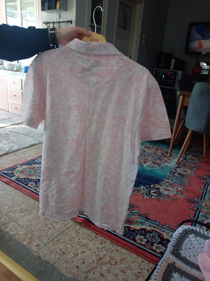 Pembe Batik Desenli Kısa Kollu Gömlek - Görsel 4