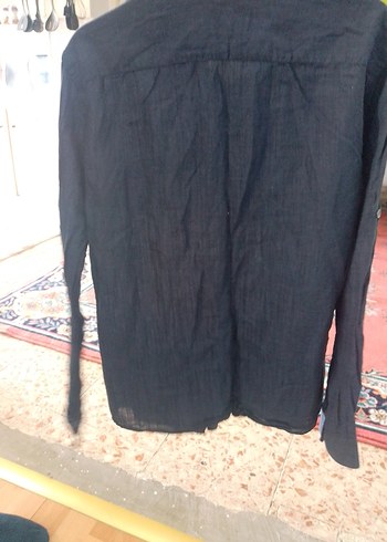 Siyah Erkek Kot Gömlek Uzun Kollu - Görsel 5