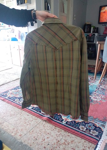 Düğmeli Uzun Kollu Kahverengi Erkek Gömlek - Görsel 4