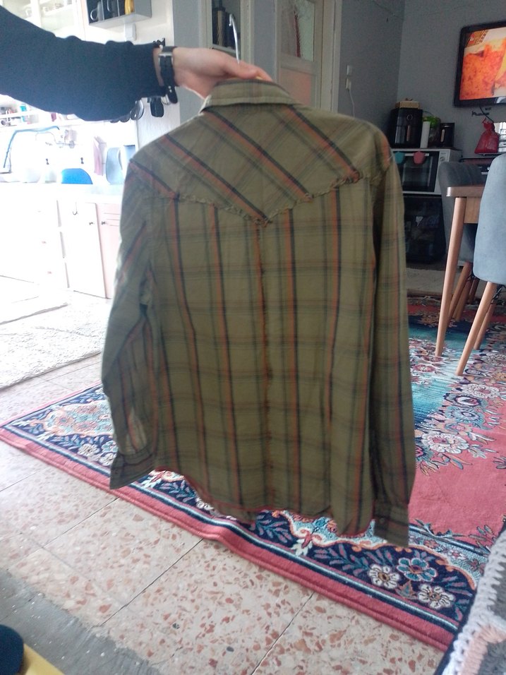 Düğmeli Uzun Kollu Kahverengi Erkek Gömlek - Görsel 4