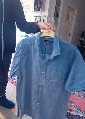 Erkek Mavi Kısa Kollu Kot Gömlek - Görsel 2