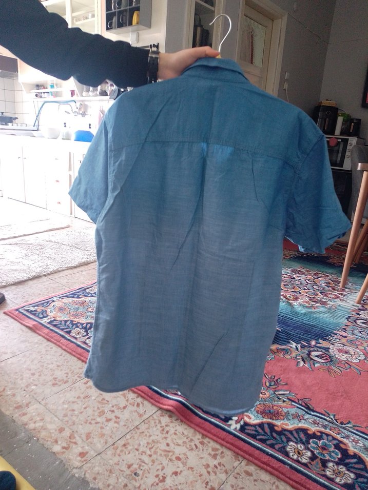 Erkek Mavi Kısa Kollu Kot Gömlek - Görsel 4