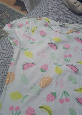 Kız Çocuk Renkli Desenli Kısa Kollu Pamuklu Tişört - Görsel 4