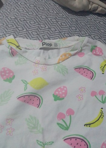 Kız Çocuk Renkli Desenli Kısa Kollu Pamuklu Tişört - Görsel 3