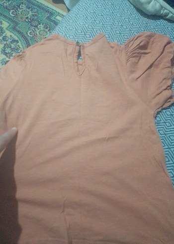 Bej Kız Çocuk Keten Tişört Düğmeli - Görsel 4