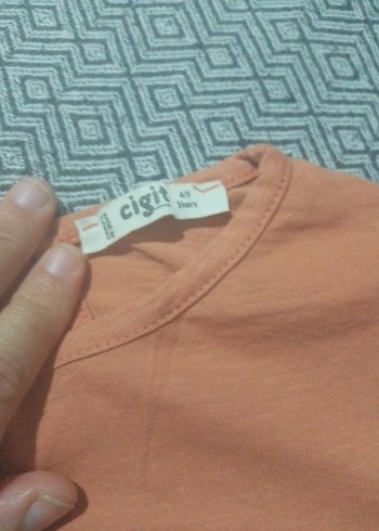 Bej Kız Çocuk Keten Tişört Düğmeli - Görsel 3