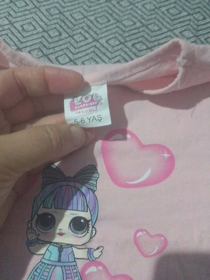 Kız Çocuk Pembe Pamuklu Baskılı Tişört - Görsel 3