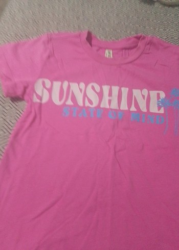 Kız Çocuk Pembe Baskılı Kısa Kollu Tişört - Görsel 2