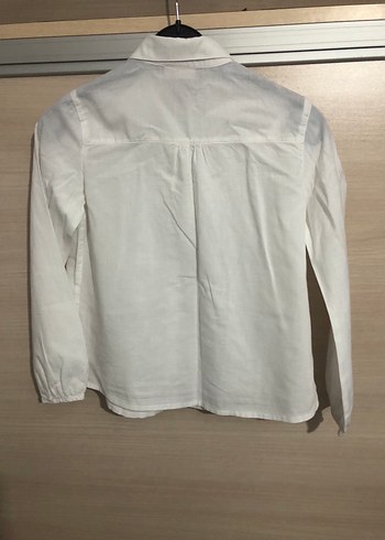 Düğmeli Beyaz kız çocuk Pamuk Gömlek - Görsel 3