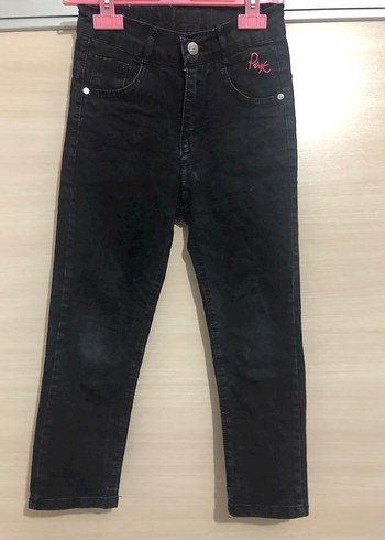 Düğmeli Siyah kız Çocuk Denim Pantolon - Görsel 2