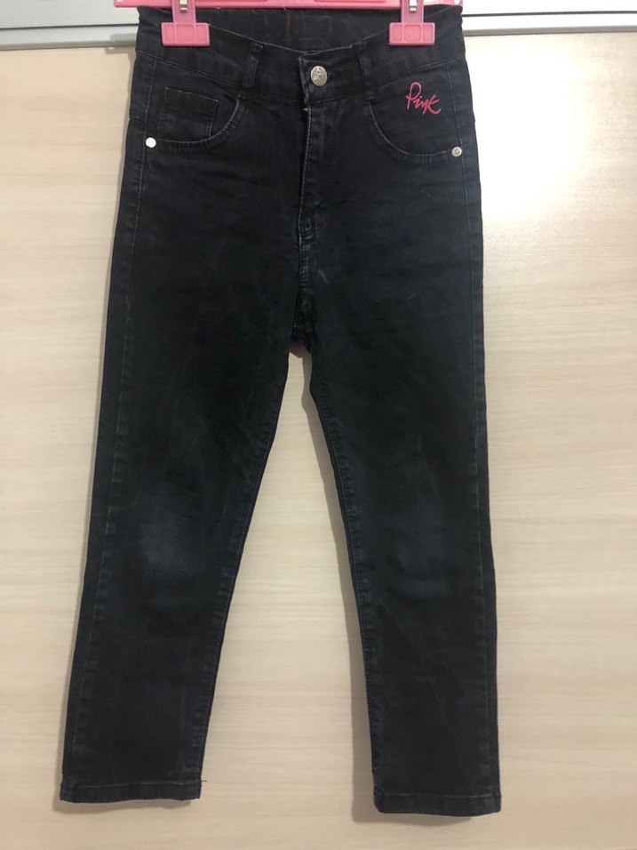 Düğmeli Siyah kız Çocuk Denim Pantolon - Görsel 2