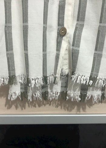 Düğmeli Çizgili Kadın Gömlek - Görsel 4