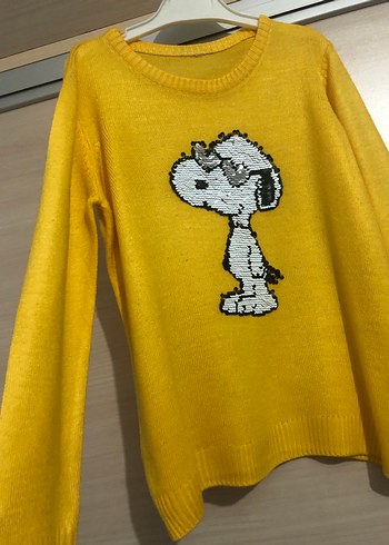 Sarı Nakışlı Triko kız çocuk Kazak - Görsel 2