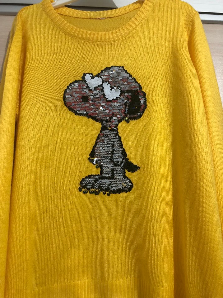 Sarı Nakışlı Triko kız çocuk Kazak - Görsel 3