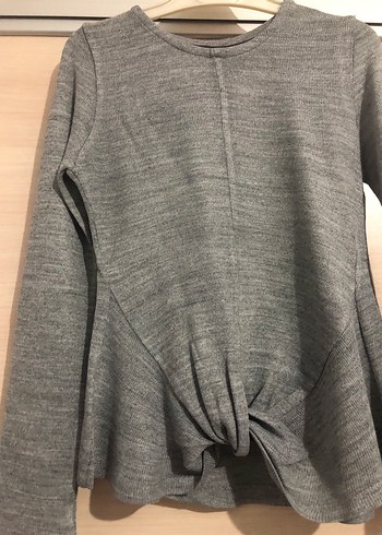 Gri Örgü kız çocuk Triko Kazak - Görsel 2