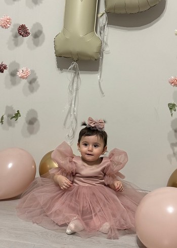 Diğer Pudra Pembe Kız Çocuk Tül Elbise