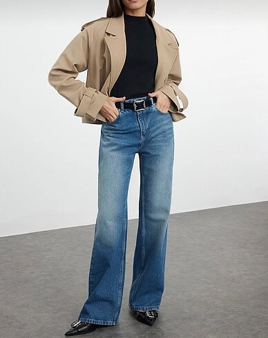 Koyu Mavi Wide Leg Jean