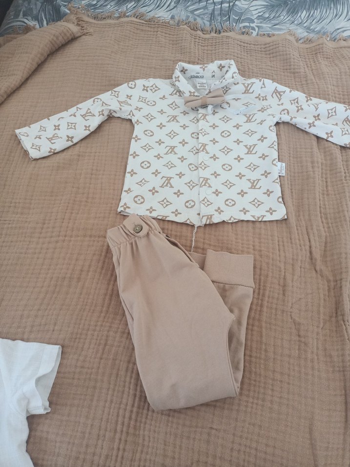 Bej Triko Uzun Kollu Bebek Takımı - Görsel 3