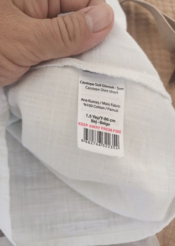 Erkek Bebek Keten Düğmeli Kısa Kollu Takım - Görsel 2