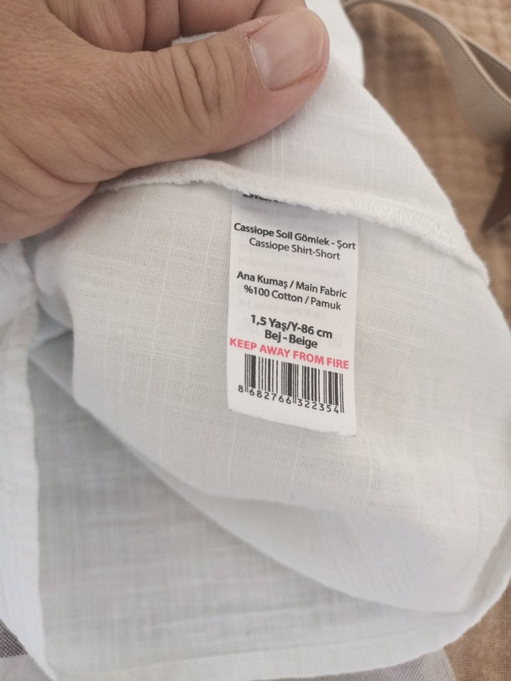 Erkek Bebek Keten Düğmeli Kısa Kollu Takım - Görsel 2