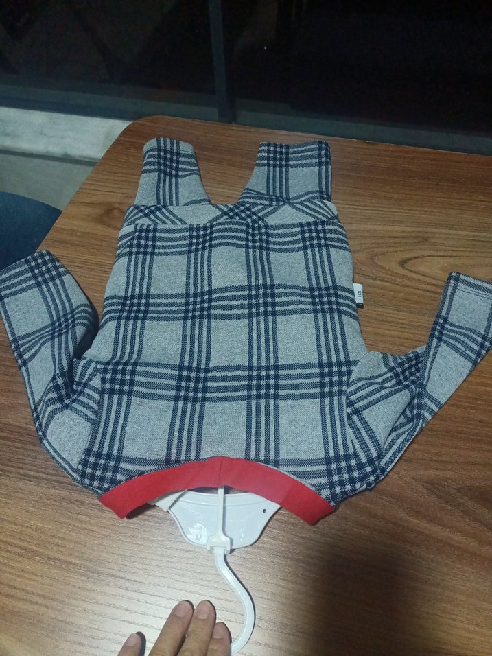 Gri Ekose Düğmeli Bebek Erkek Takımı - Görsel 4