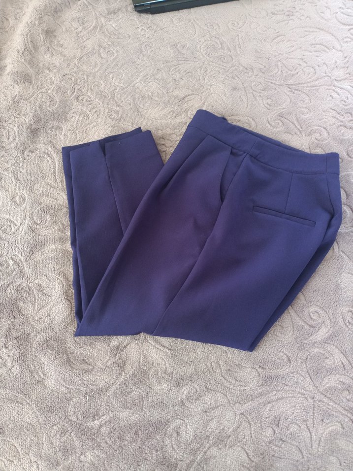 Kadın Mor Midi Kumaş Pantolon - Görsel 2