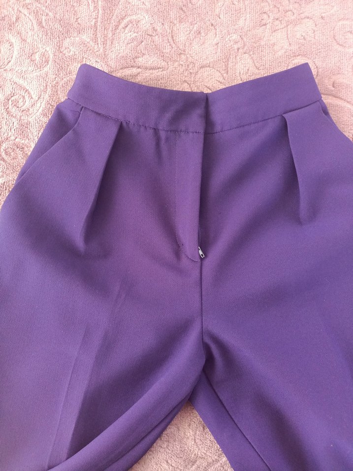 Kadın Mor Midi Kumaş Pantolon - Görsel 4