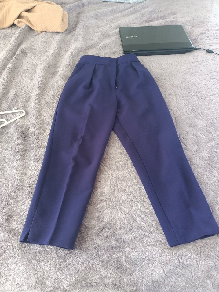 Kadın Mor Midi Kumaş Pantolon - Görsel 3