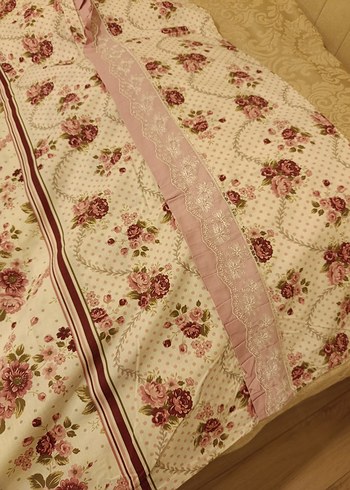 Bordo nakışlı pastel renkli nevresim takımı - Görsel 8