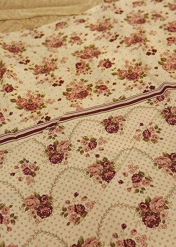 Bordo nakışlı pastel renkli nevresim takımı - Görsel 4