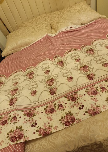 Bordo nakışlı pastel renkli nevresim takımı - Görsel 5