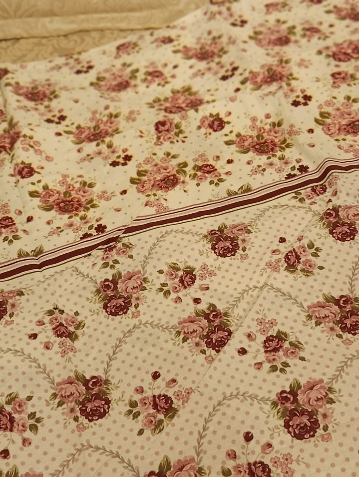 Bordo nakışlı pastel renkli nevresim takımı - Görsel 4